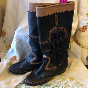 Vintage leather boho boots